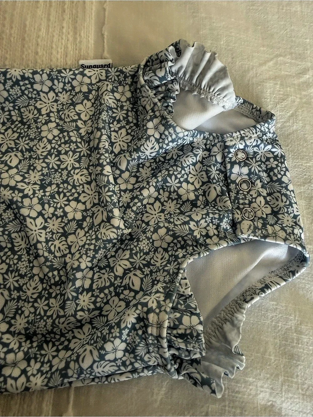 NWT Sunguard Emily Baby Swimsuit - Ditsy Tropical Blue - Size 6-12M